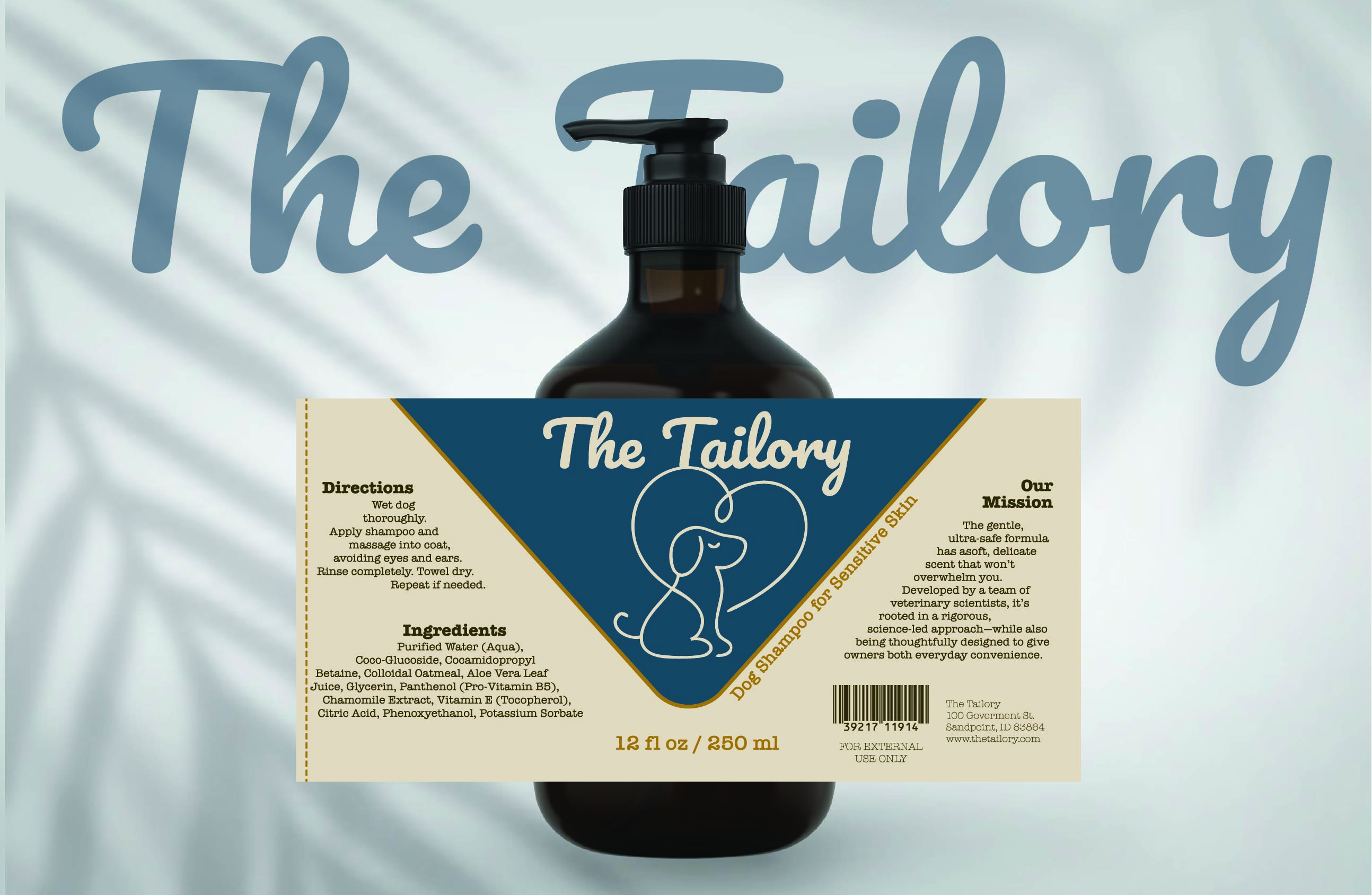 The Tailory dog shampoo bottle